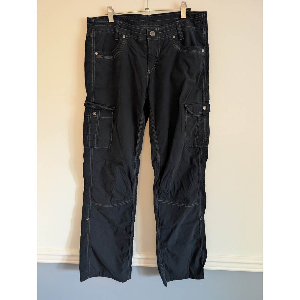 Kuhl Women Black Patch Roll Up Cargo Pants Hiking Outdoor Size 12 gorpcore